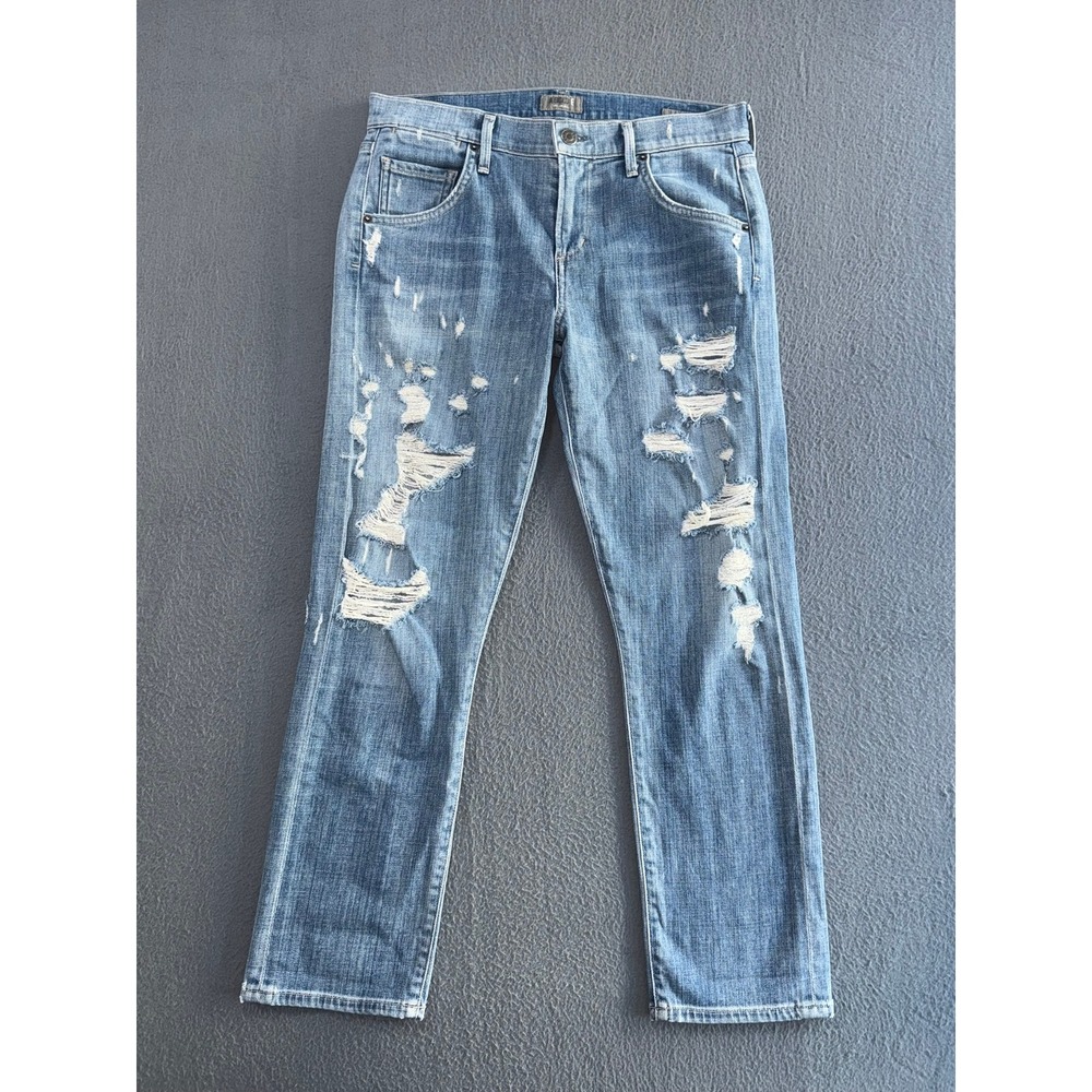 AGOLDE Isabel Slim Straight Distressed Jeans Size 26 Blue Denim A016B-2012